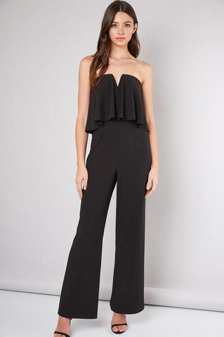 Black Ruffle Jumpsuit