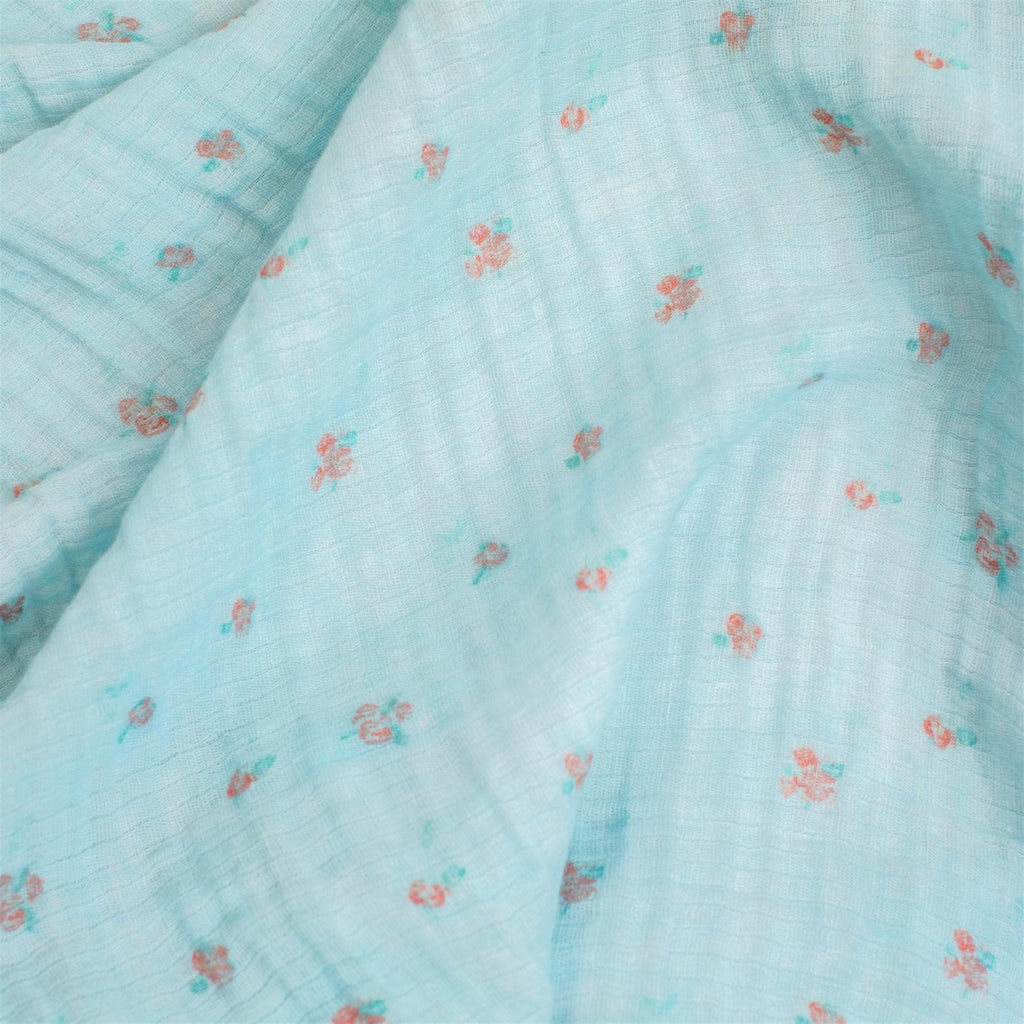 Blue Floral Baby Swaddle Blanket