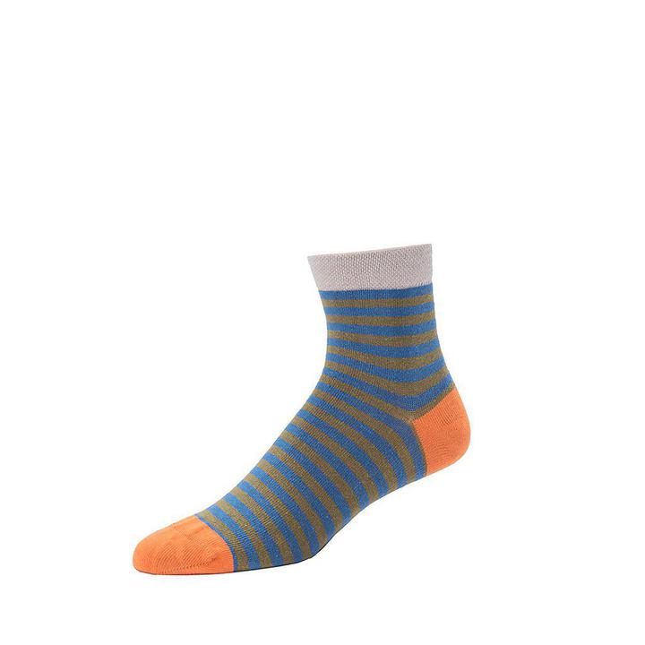 Men's Short Stripe Crew Socks - Olive + Orange