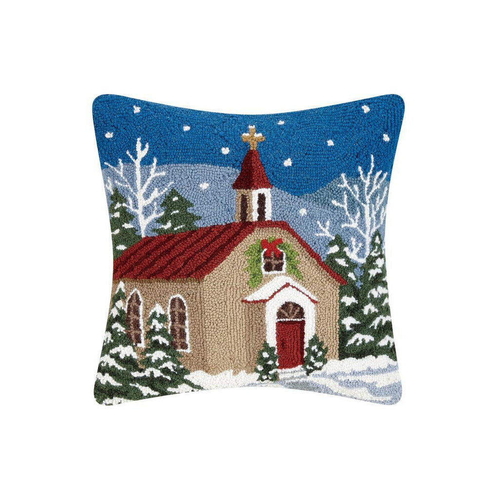 Snowy Church Pillow