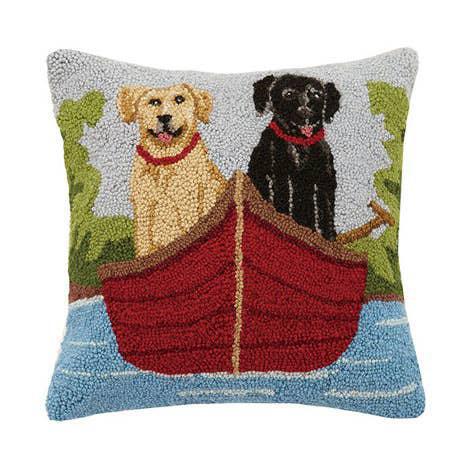 Labs on Canoe Pillow