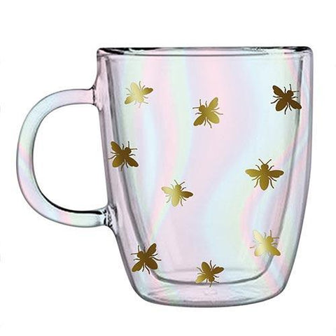 Bee Double Glass Mug