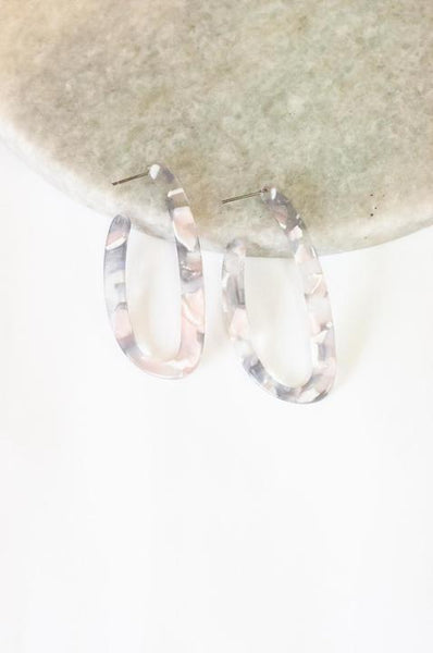 Shannon Pearl Grey Hoop Earring