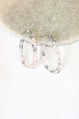 Shannon Pearl Grey Hoop Earring