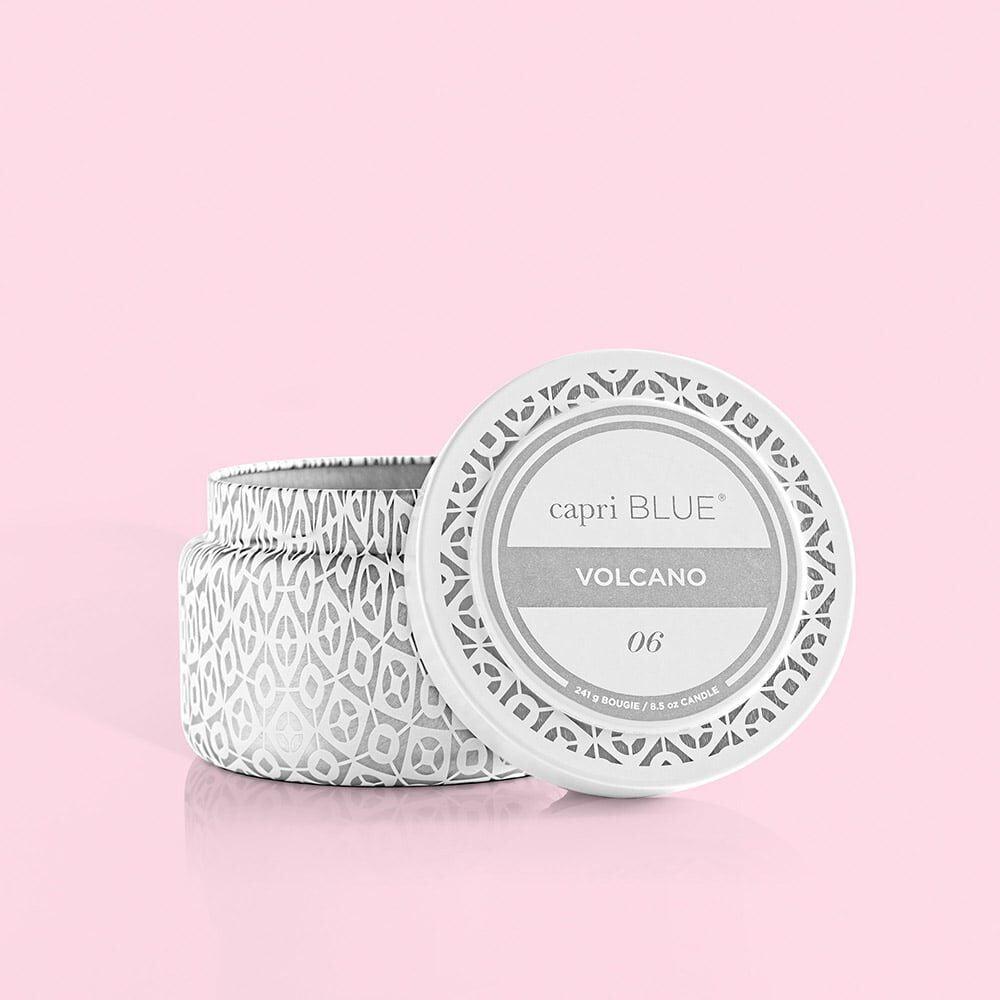 Volcano White Printed Travel Tin