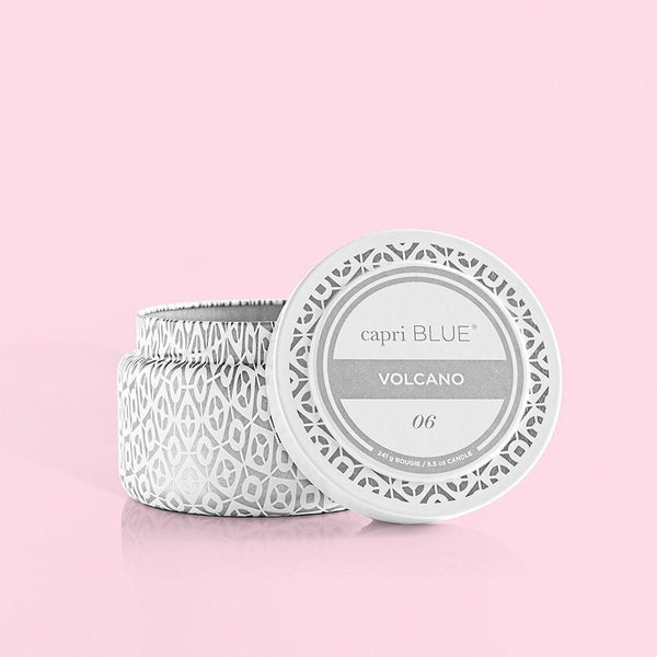 Volcano White Printed Travel Tin