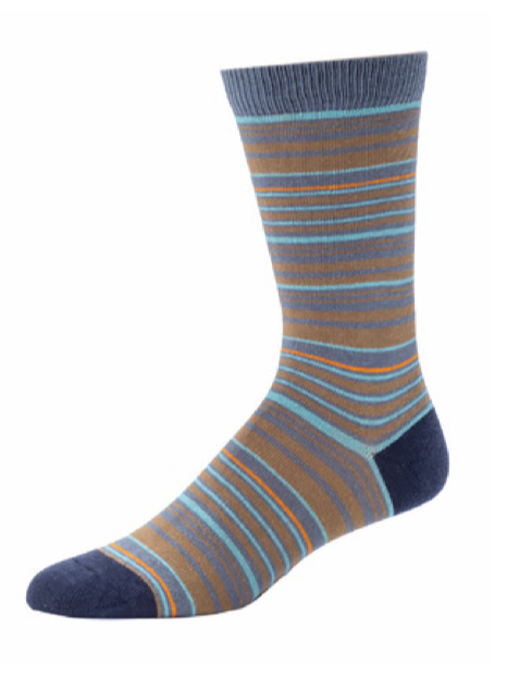 Men's Multi Stripe Crew Socks - Bronze