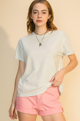 Basic Crew Pearl Gray Top