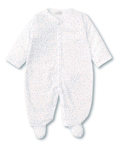 Hand Smocked Charmed Blue Footie with Collar