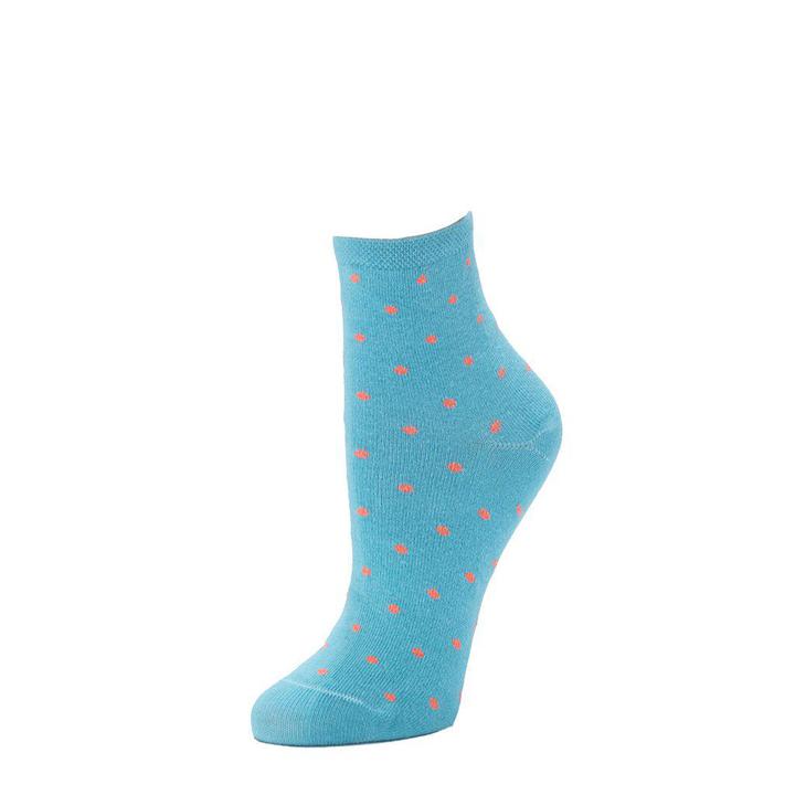 Polka Dot Anklet Sock - Slate + Salmon