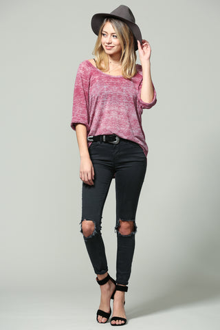 Burnout Garment Tee in Wine