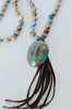 Chrysocolla Pearl Knotted Tassel Necklace*