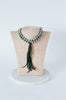Compressed Turquoise Pearl Knotted Leather Tassel Necklace*