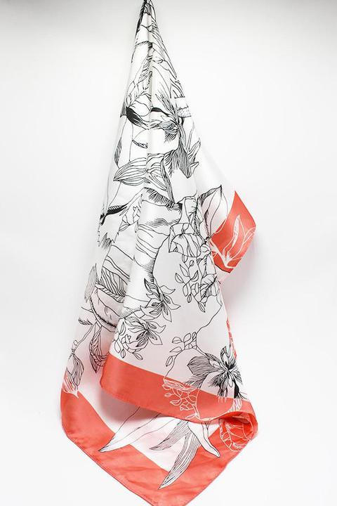 Coral Palm Silk Scarf