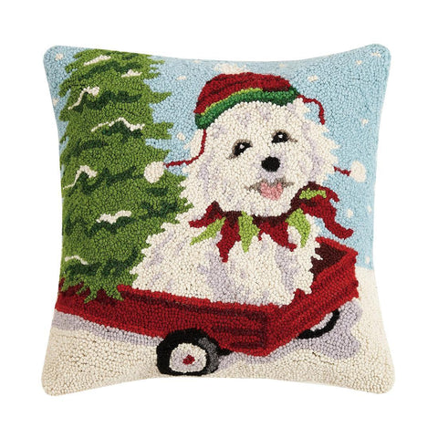 Holiday Bichon Frise Dog Pillow