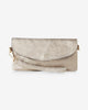 Metallic Leather Fold Over Clutch