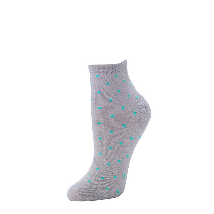 Polka Dot Anklet Sock - Heather + Iced Green