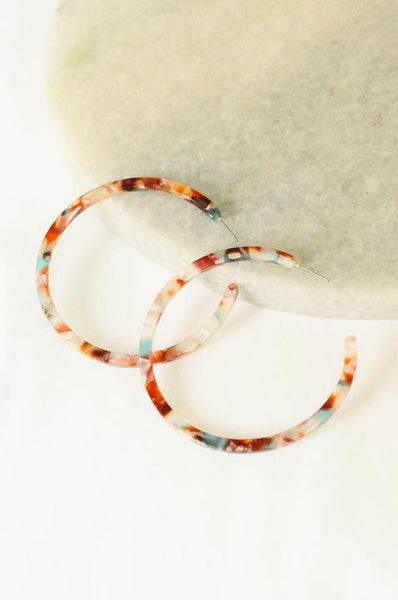 Lizzie Funky Tortoise Acrylic Hoop Earring