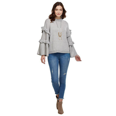 Ramsey Grey Ruffle Sweater