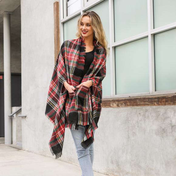 Classic Plaid Pocket Ruana