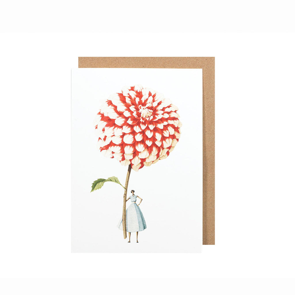 Red & White Dahlia Greeting Card