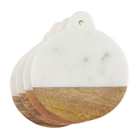 Marble Wood Coaster Set