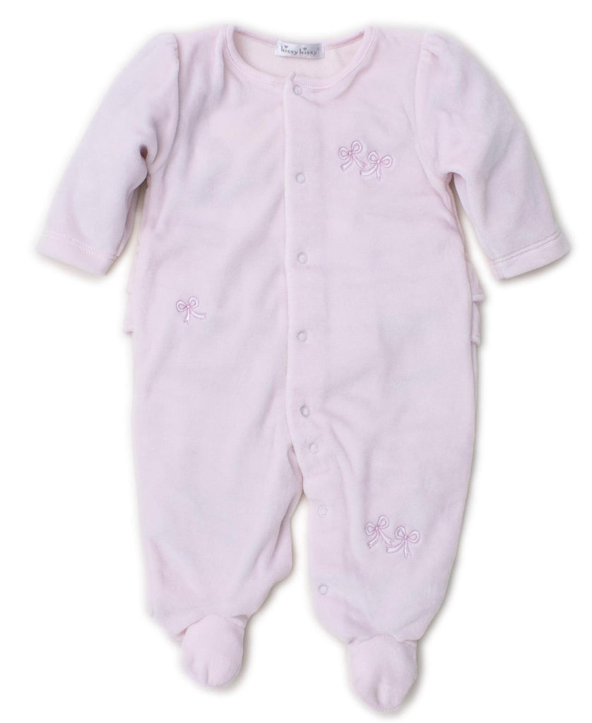 Twirly Bow Velour Footie