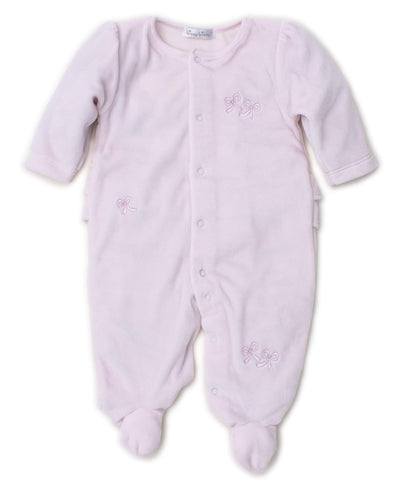 Twirly Bow Velour Footie