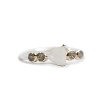 Moonstone & Lab Silver Ring