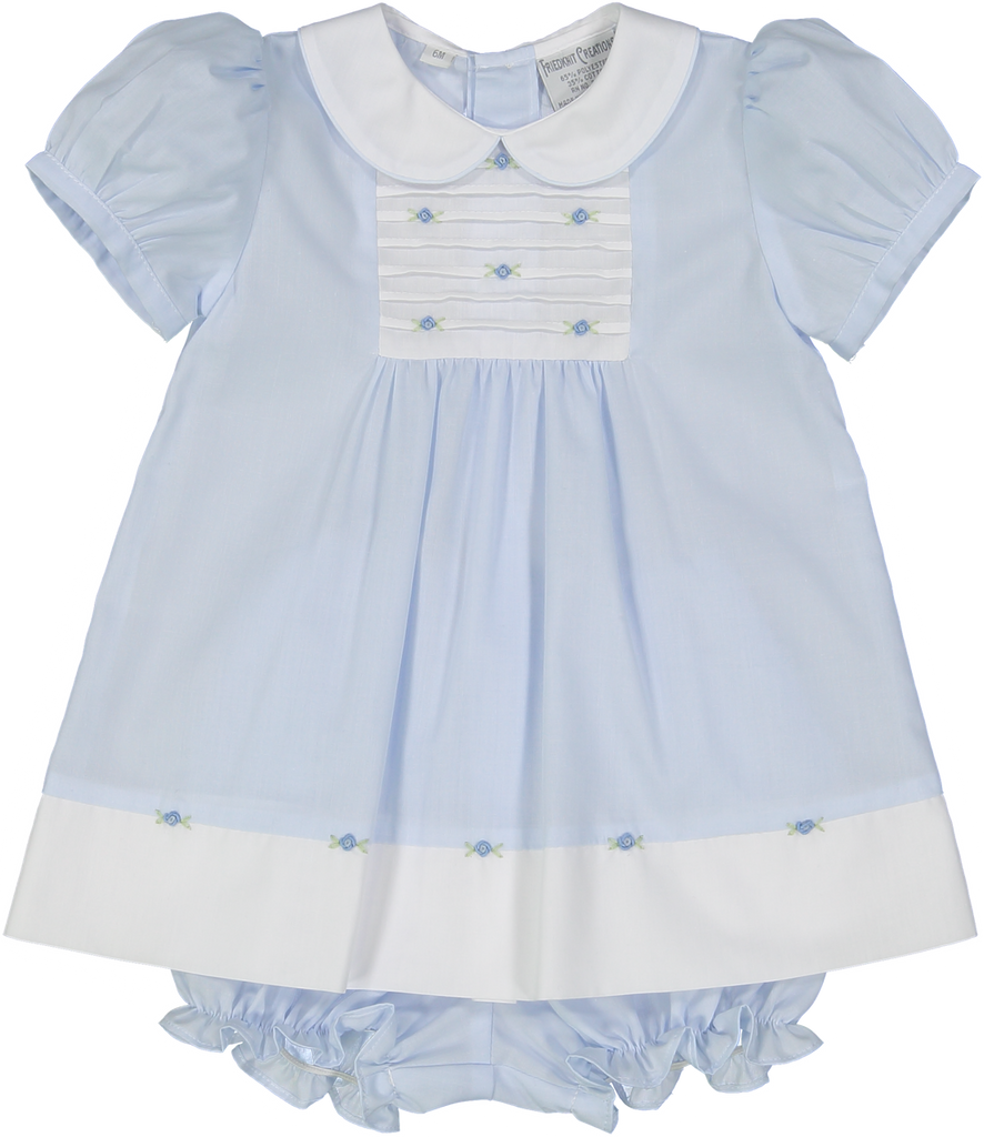 Blue Rosebud Bib Dress