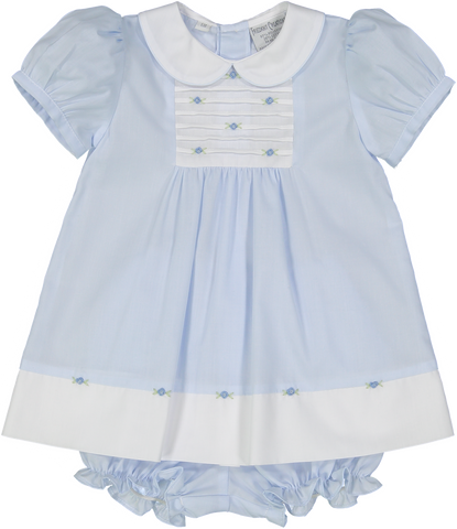 Blue Rosebud Bib Dress