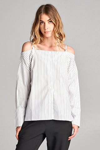 Striped Cold Shoulder Top