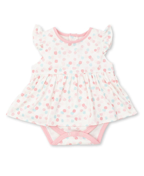 Pink Dabbled Dots Dress Playsuit