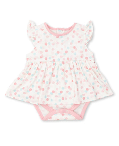 Pink Dabbled Dots Dress Playsuit