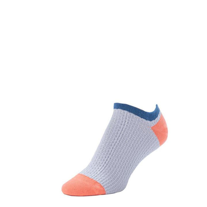 Mini Cable Knit Footie Sock - Dove + Salmon