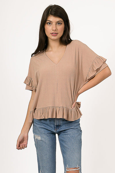 Tan Ruffle Top