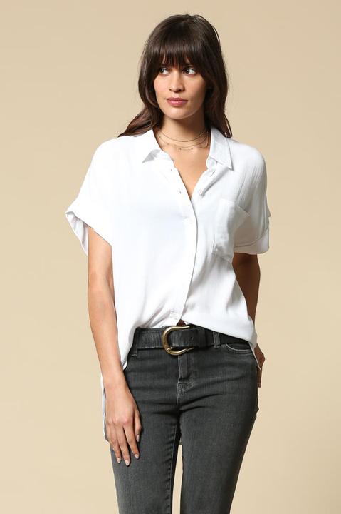 White Buttoned Blouse Top