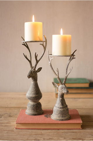 Deer Pillar Candle Holder (Set of 2)