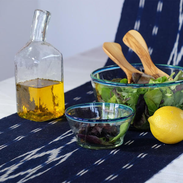 Blue Rim Glass Bowl