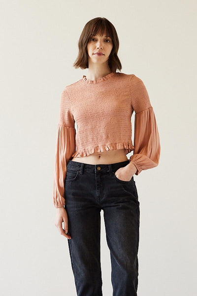 Satin Rose Smock Blouse