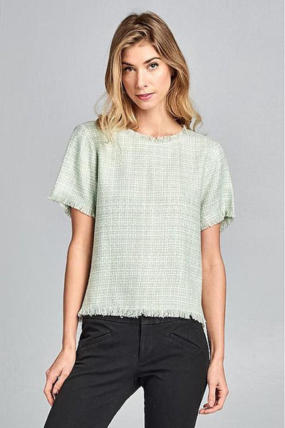 Tweed Fringe Wonders Cream Top
