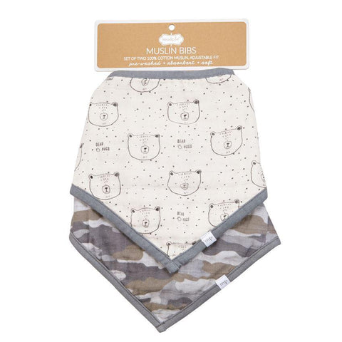 Bear & Camo Muslin Bandana Bib