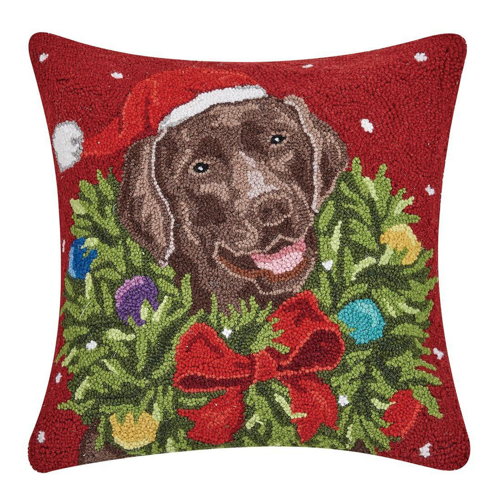 Santa Chocolate Labrador Pillow