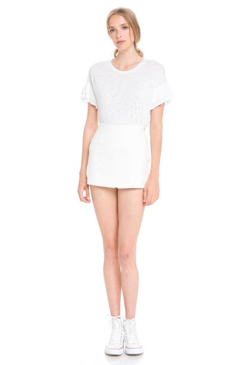 White Ruffle Sleeve Top