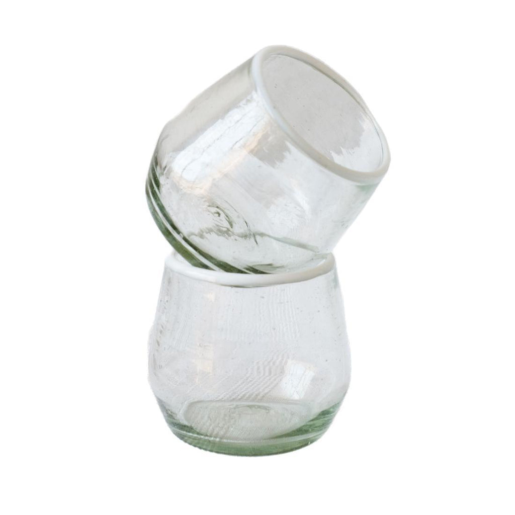 White Rim Drinking Glass