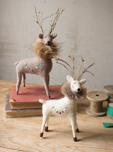 Felt Deer with Fur Collar