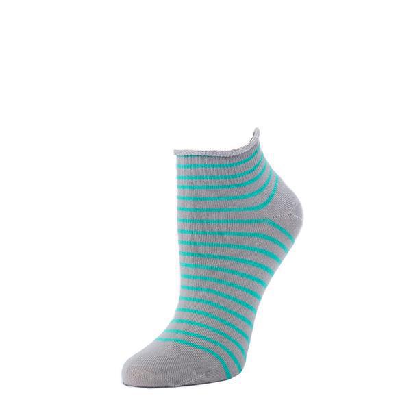 Striped Bootie Sock - Heather + Iced Green