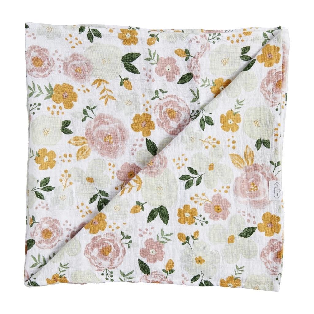 Mustard Floral Muslin Swaddle