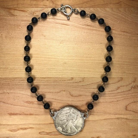 Labradorite Liberty Coin Necklace