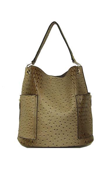 Croc Taupe Oversized Hobo Vegan Leather Tote